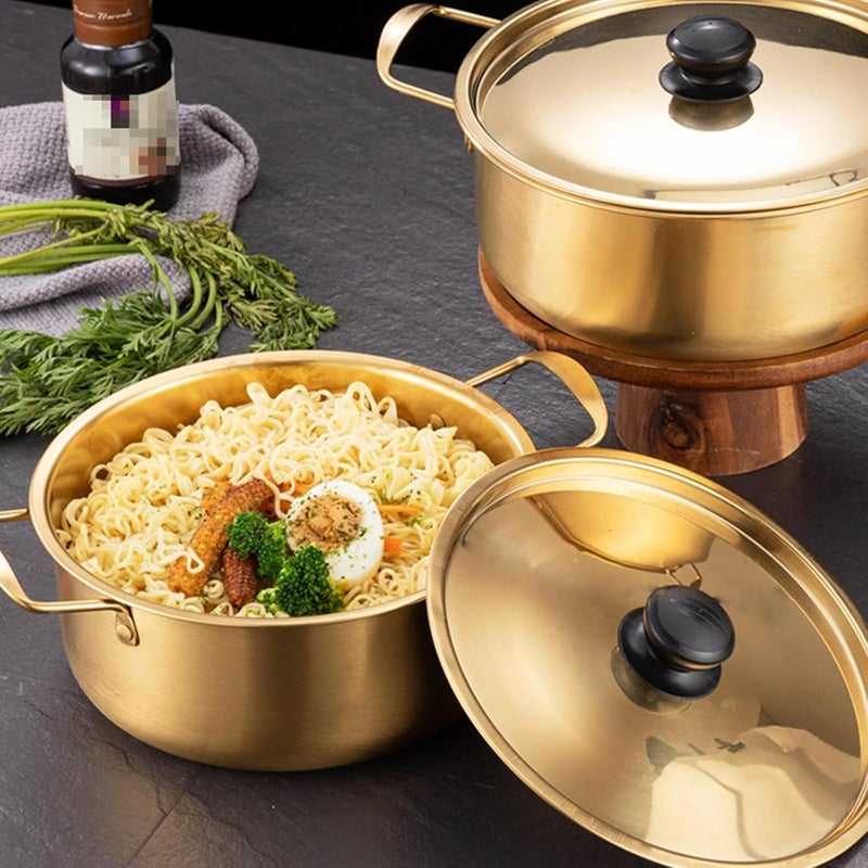 HEVASNEK Stainless Steel Korean Ramen Noodle Pot with Lid Handle 1824cm Small Stockpot for Soup Stew Cooking Bowl Ideal for Home Restaurant Use - Image 5