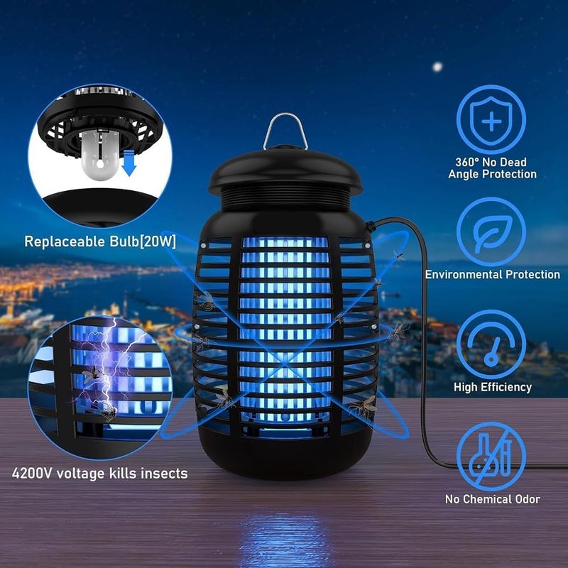 برديان 1ـ جهاز بورديان لصد البعوض وجذبه (Burdean Bug Zapper & Attractant) – جهاز كهربائي فعال بجهد 220-240 فولت لصد وقتل البعوض، يعمل أيضًا كفخ للحشرات والذباب، مقاوم للماء، مناسب للاستخدام في الأماكن الخارجية والداخلية، مزود بمصباح إلكتروني، لون - Image 2