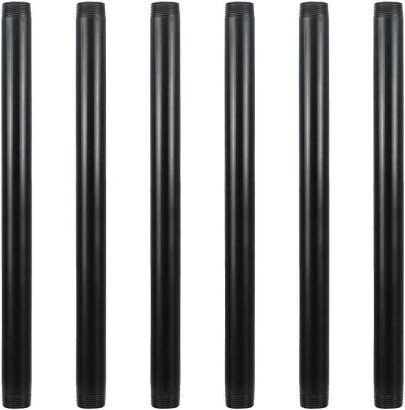 GeilSpace 6 Pack 14" Pre-Cut Black Metal Pipe, Industrial Steel Fits Standard Three Quarters Inch Black Threaded Pipes and Fittings - Vintage DIY Industrial Shelving (3/4" × 14") - Image 1