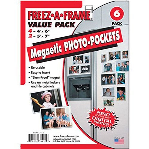 Freez A Frame Clear Magnetic Photo Frame Pockets, Freez-A-Frame for Refrigerator, 4 frames (4"x 6") & 2 frames (5"x 7") - Image 1