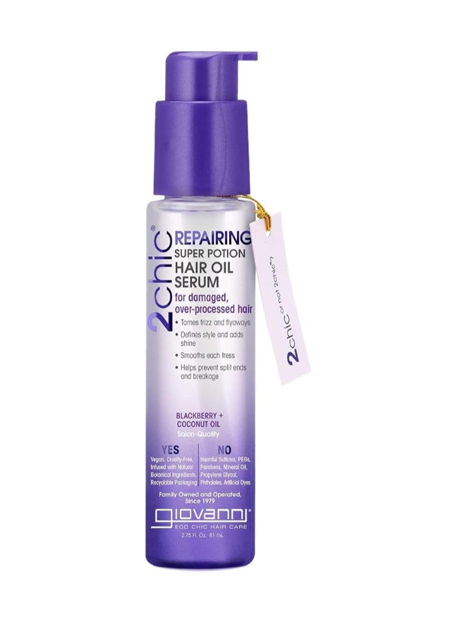 Giovanni 2Chic Repairing Super Potion Hair Oil Serum, Hair Care, Infused With Blackberry & Coconut Oil 81ml - Image 1