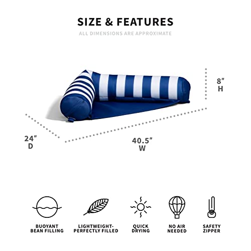 Big Joe Noodle Sling No Inflation Needed Pool Seat with Armrests, Americana Nautical Stripe Double Sided Mesh, Quick Draining Fabric, 3 feet - Image 2