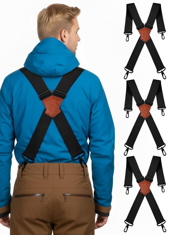Cotwinter 3 Pack 2in Wide Ski Suspenders Heavy Duty Adjustable Elastic X-Back Snow Pants Suspenders Non-slip Straps for Adult(Black) - Image 1