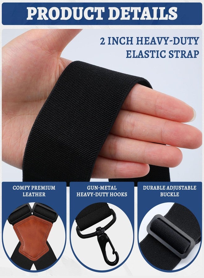 Cotwinter 3 Pack 2in Wide Ski Suspenders Heavy Duty Adjustable Elastic X-Back Snow Pants Suspenders Non-slip Straps for Adult(Black) - Image 3