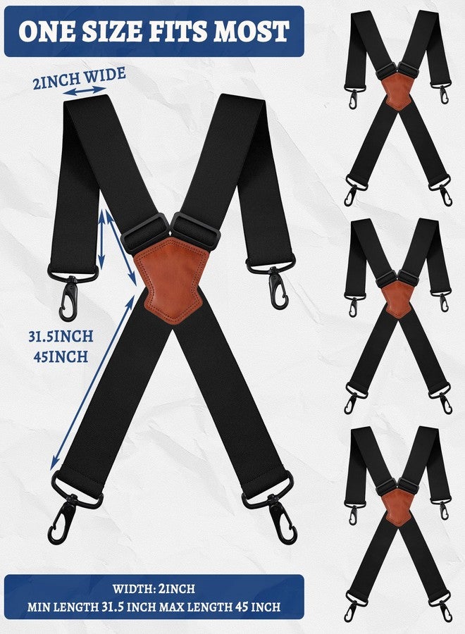 Cotwinter 3 Pack 2in Wide Ski Suspenders Heavy Duty Adjustable Elastic X-Back Snow Pants Suspenders Non-slip Straps for Adult(Black) - Image 2