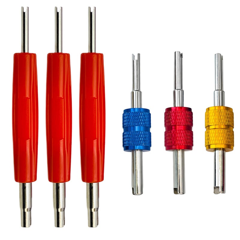 Aracey 6Pcs AC Valve Core Removal Tool Set R134a R22 R12 HVAC Double Heads AC Systems Schrader Valve Stem Core Remover ToolsAir Conditioning Valve Core Remover Schrader Valve Tool