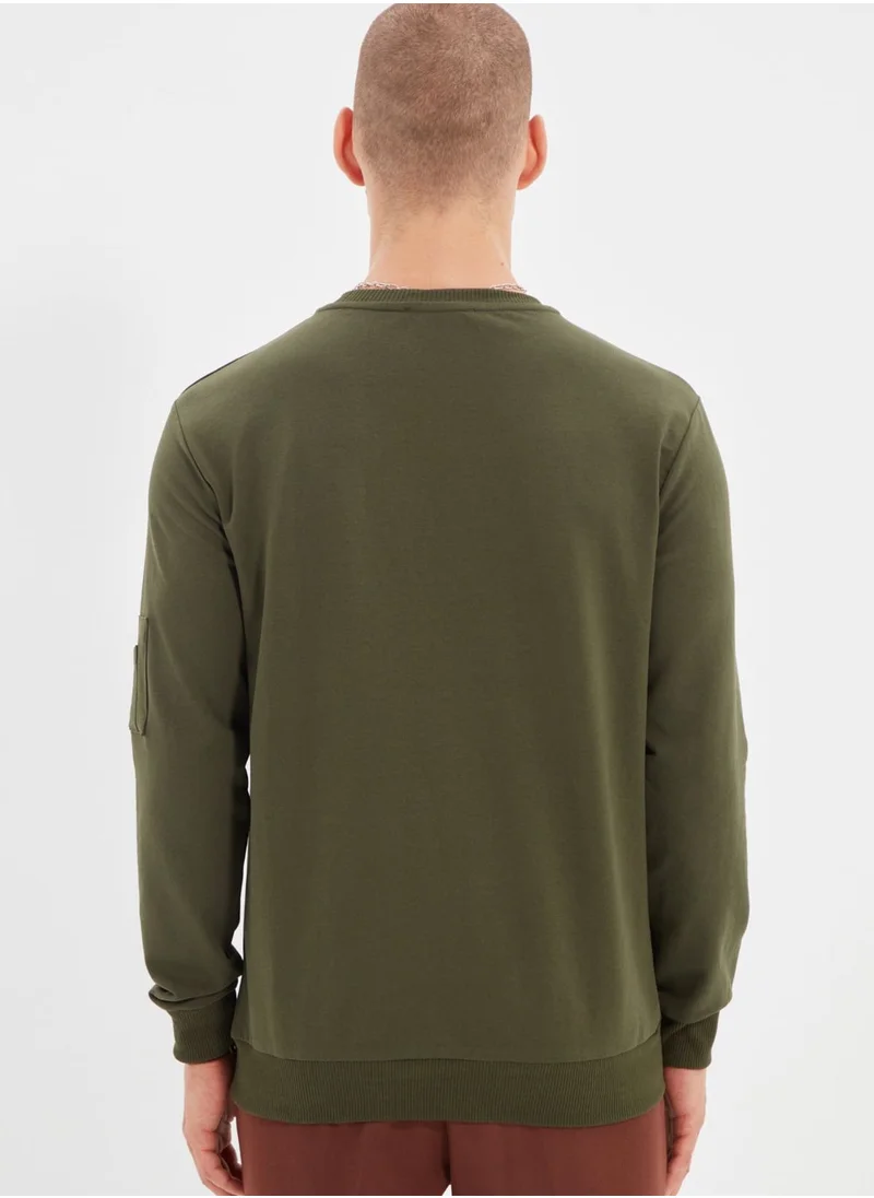 trendyol Textured Sleeve Pocket Sweatshirt