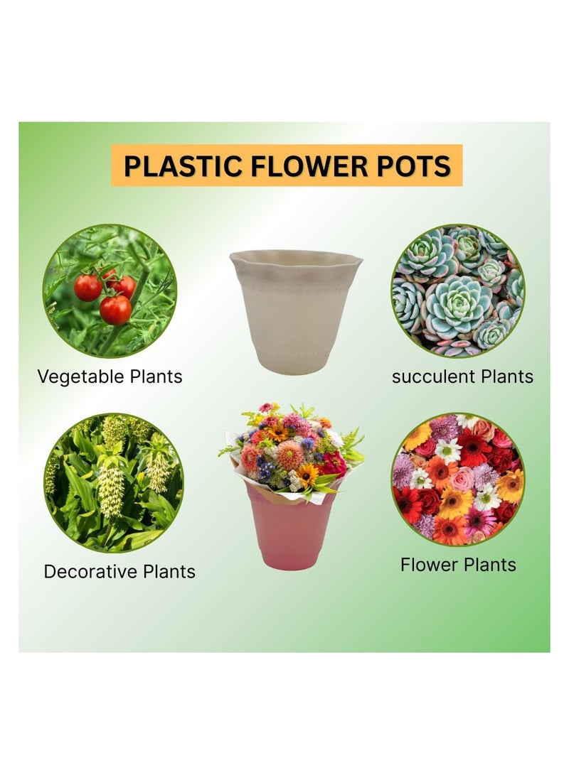 Generic FG ZAIN Flower Pots – Pack of 5, Color- Beige, Decorative Plant Containers for Indoor & Outdoor Use, Stylish Planters for Flowers, Herbs, Succulents  - Image 4