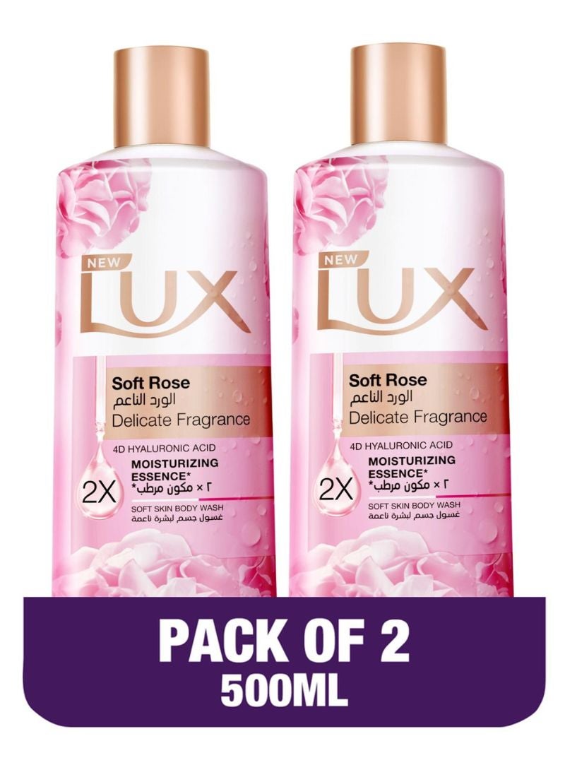 Lux Soft Rose Delicate Fragrance Body Wash 2 x 500ml - Image 1