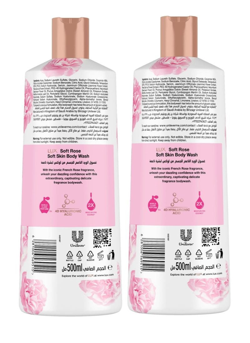 Lux Soft Rose Delicate Fragrance Body Wash 2 x 500ml - Image 2