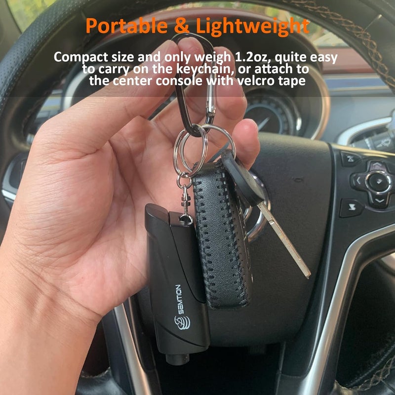 SEMTION Window Breaker Seatbelt Cutter with Keychain Car Emergency Escape Tool for Land and Underwater, Pack of 2 (Black-Black) - Image 3