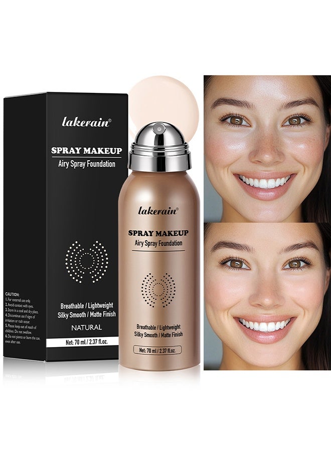 lakerain Spray Makeup Airy Spray Foundation, Breathable/Lightweight, Silky Smooth/Matte Finish,  Airbrush Flawless Setting Spray Foundation (NATURAL) - Image 1