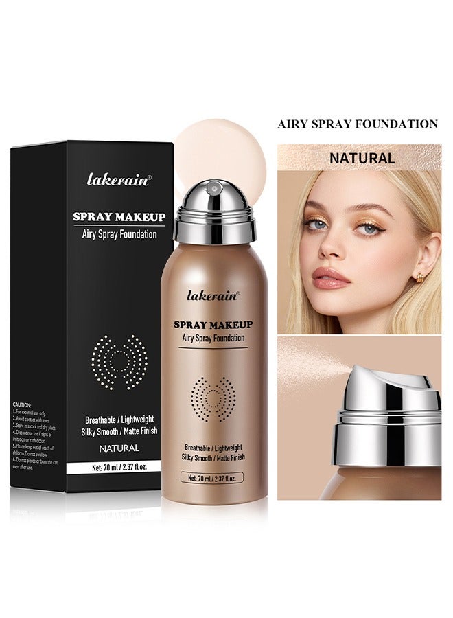 lakerain Spray Makeup Airy Spray Foundation, Breathable/Lightweight, Silky Smooth/Matte Finish,  Airbrush Flawless Setting Spray Foundation (NATURAL) - Image 2