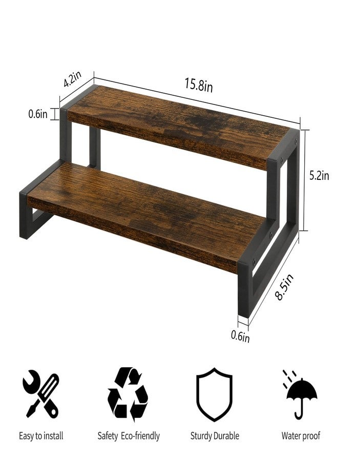 YINMIT Tiered Display Stand Riser Shelf, Wooden Spice Rack Organizer for Countertop, 2 Tier Kitchen Counter Shelf - Image 4