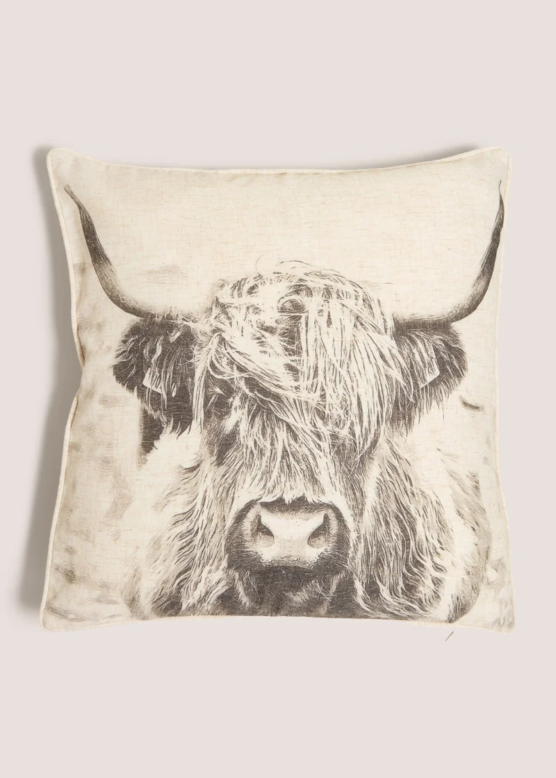 Matalan Cream Highland Cow Cushion