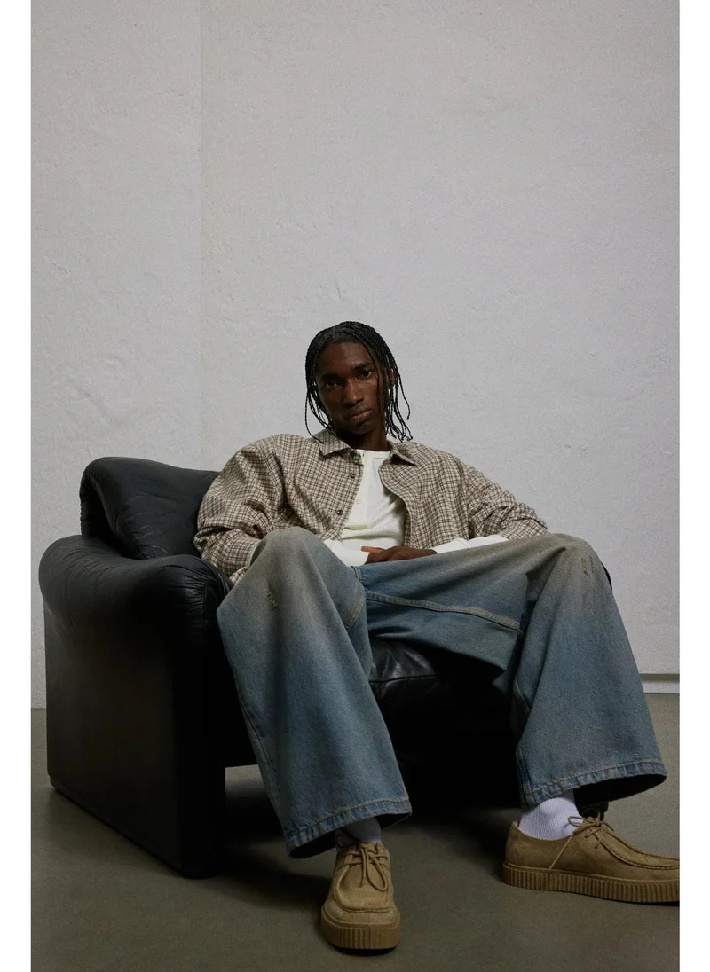 اتش اند ام قميص فلانيل بقصة فضفاضة