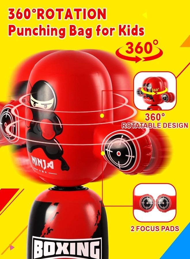 VCOLAN Punching Bag for Kids, 48" Kids Boxing Bag, New Upgraded 360 Rotating Inflatable Bag for Boys, Age 3-6 - Image 2