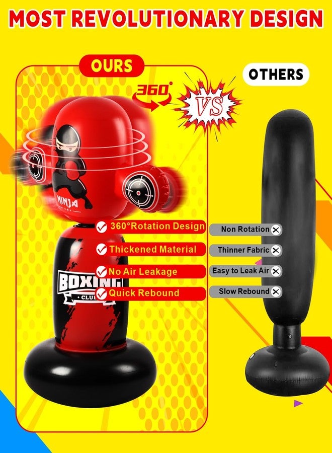 VCOLAN Punching Bag for Kids, 48" Kids Boxing Bag, New Upgraded 360 Rotating Inflatable Bag for Boys, Age 3-6 - Image 5