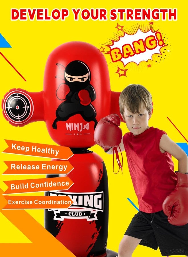 VCOLAN Punching Bag for Kids, 48" Kids Boxing Bag, New Upgraded 360 Rotating Inflatable Bag for Boys, Age 3-6 - Image 3