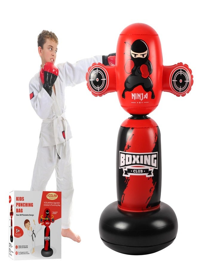 VCOLAN Punching Bag for Kids, 48" Kids Boxing Bag, New Upgraded 360 Rotating Inflatable Bag for Boys, Age 3-6 - Image 1