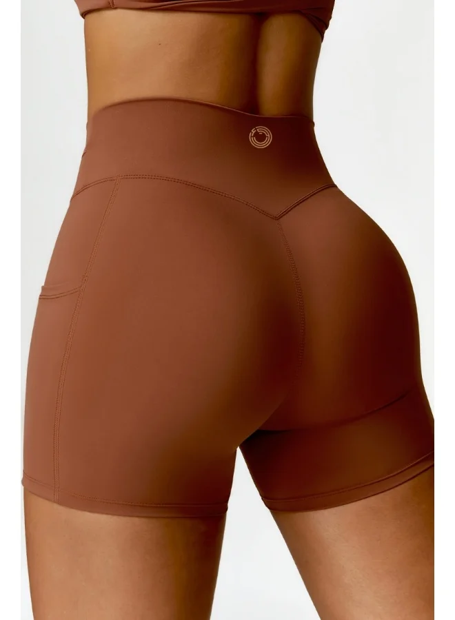 KAWN.YOGA KAWN YOGA Womens High Waist Contour Seamless Workout Sport Yoga Shorts Tummy Control With Pockets