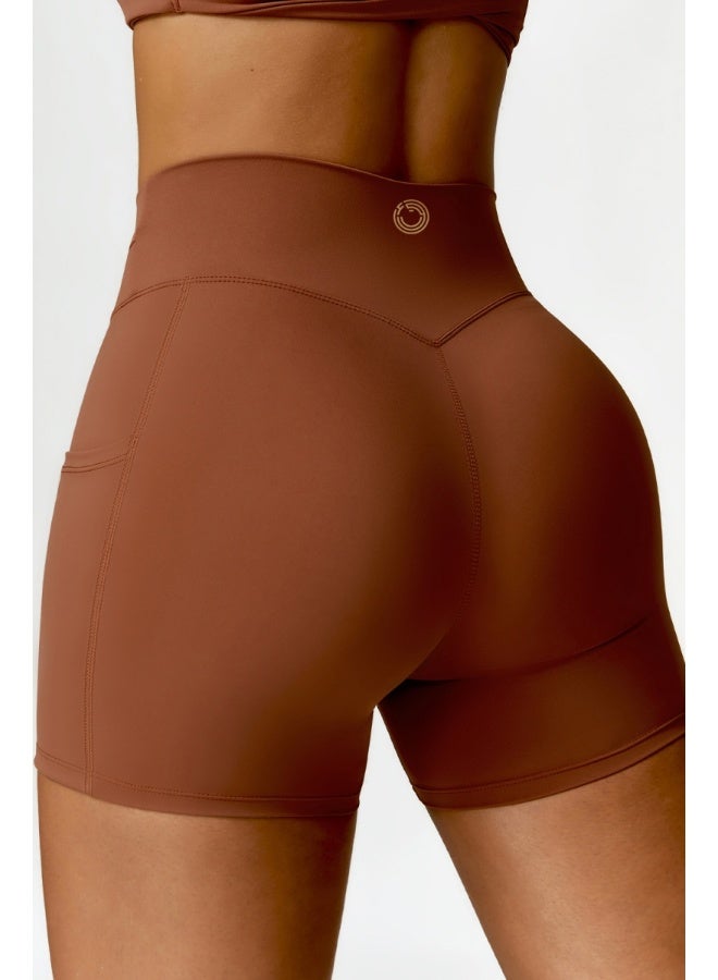 KAWN.YOGA KAWN YOGA Womens High Waist Contour Seamless Workout Sport Yoga Shorts Tummy Control With Pockets - Image 3