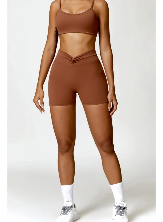 KAWN.YOGA KAWN YOGA Womens High Waist Contour Seamless Workout Sport Yoga Shorts Tummy Control With Pockets
