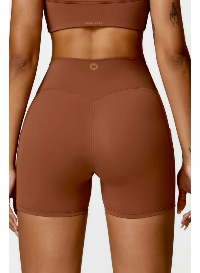KAWN.YOGA KAWN YOGA Womens High Waist Contour Seamless Workout Sport Yoga Shorts Tummy Control With Pockets