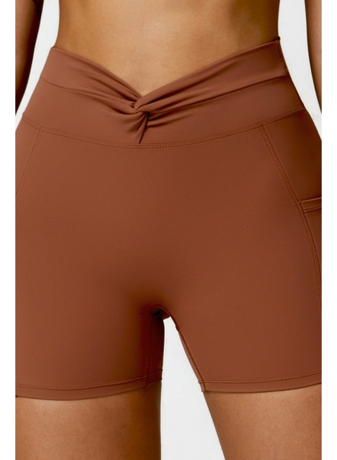 KAWN.YOGA KAWN YOGA Womens High Waist Contour Seamless Workout Sport Yoga Shorts Tummy Control With Pockets - Image 2