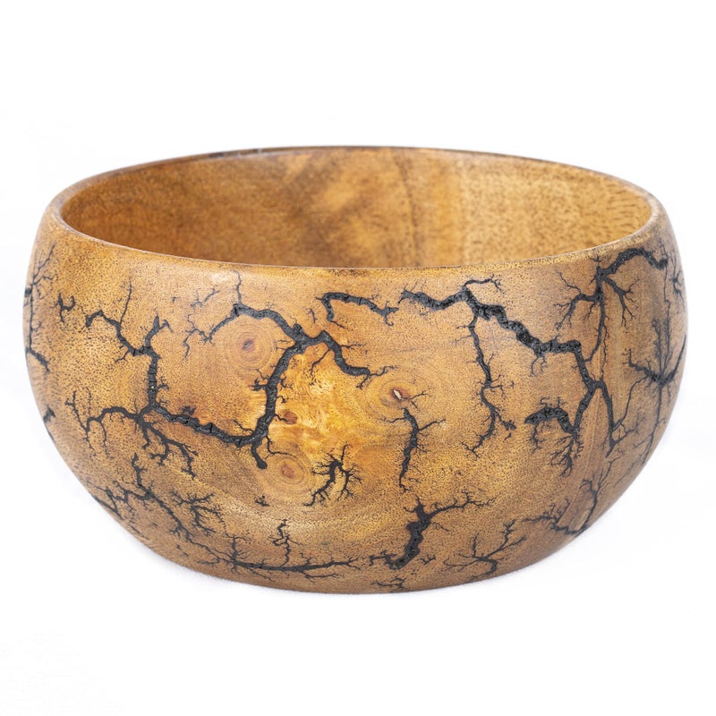 GoCraft Fractal Burn Wood Bowl Decorative Bowl Small 6 Diameter x 3 Height Single Bowl
