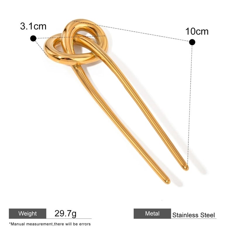 Glossy Knot Barrette - 18K Gold Color Stainless Steel Pony Cuff Hair Accessory(Color1) - Image 4