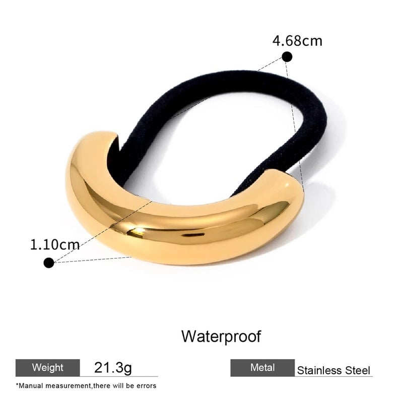 Glossy Knot Barrette - 18K Gold Color Stainless Steel Pony Cuff Hair Accessory(Color1) - Image 2
