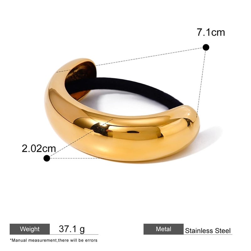 Glossy Knot Barrette - 18K Gold Color Stainless Steel Pony Cuff Hair Accessory(Color1) - Image 3