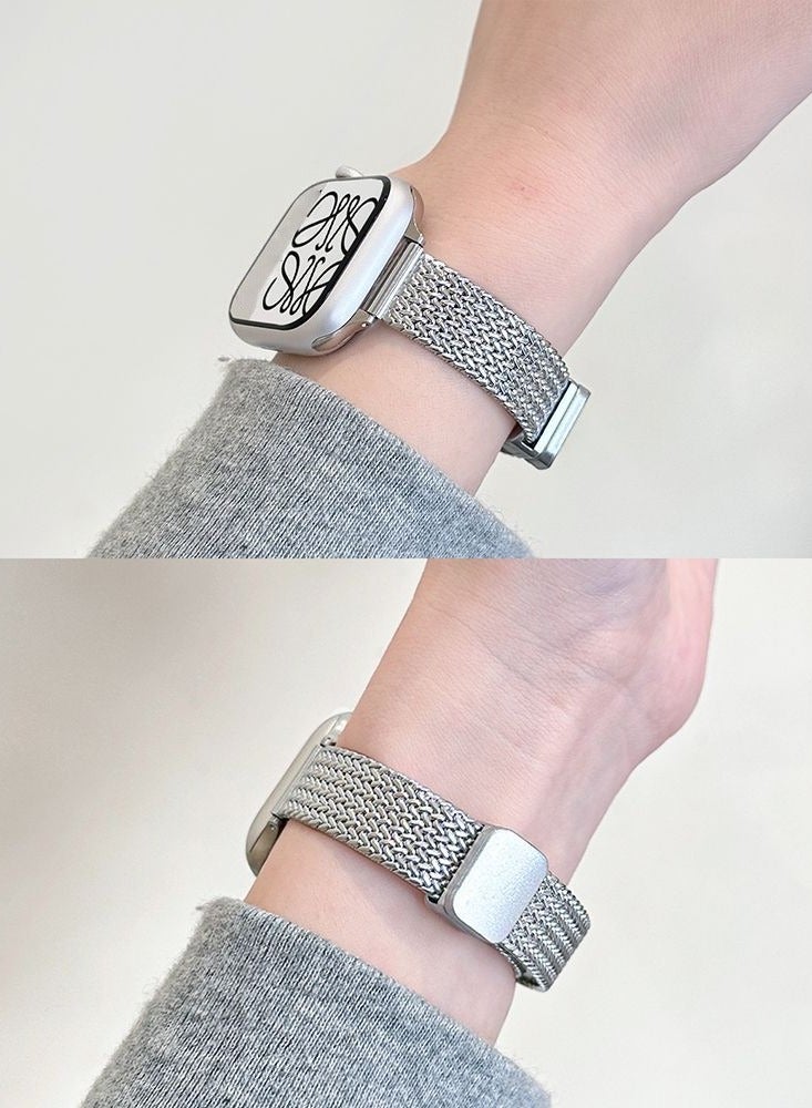 BESTPEAK For Apple Watch Adjustable Magnetic Metal Strap, (Strap Only, Watch Not Included),2-pack - one silver strap + one gold strap，Apple Watch Band，Adjustable watch strap， Men's and Women's  Thin Watch Strap iWatch Series10 9 8 7 6 5 4 3 2 1Compatible with 42mm 44mm 45mm 49mm/s10/S11【46mm】Apple Watch Band - Image 4