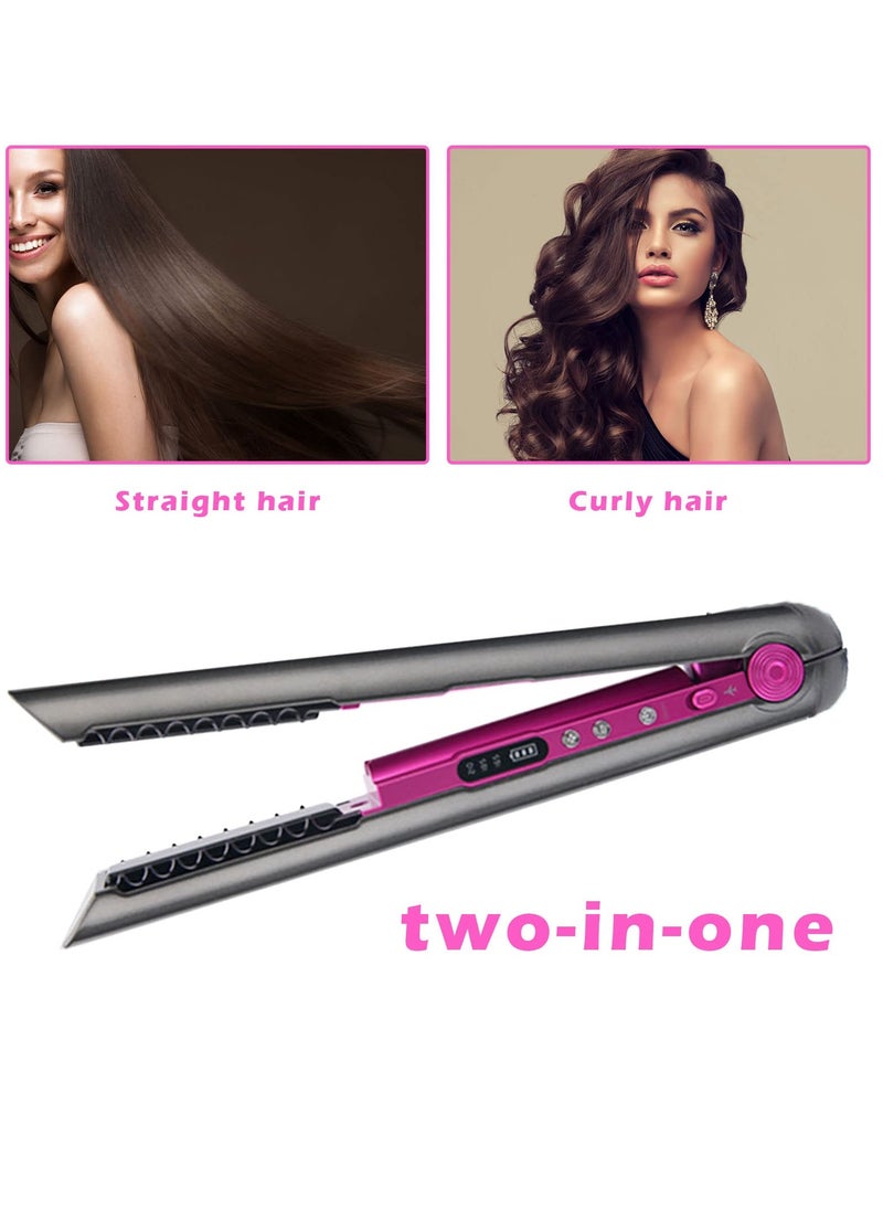 KASTWAVE - 2 in 1 Cordless Hair Straightener and Curler, USB Rechargeable Travel Hair Straightener, Portable Wireless Ceramic Hair Styler with Holder Fast Heat Up 3 Levels Adjustable Temps, 4800mA Battery - Image 1