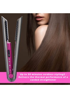 KASTWAVE 2 في 1 مكواة فرد وتجعيد الشعر اللاسلكية، مكواة فرد الشعر للسفر القابلة لإعادة الشحن عبر USB، مصفف شعر سيراميك لاسلكي محمول مع حامل تسخين سريع 3 مستويات درجة حرارة قابلة للتعديل، بطارية 4800 مللي أمبير  - Image 3