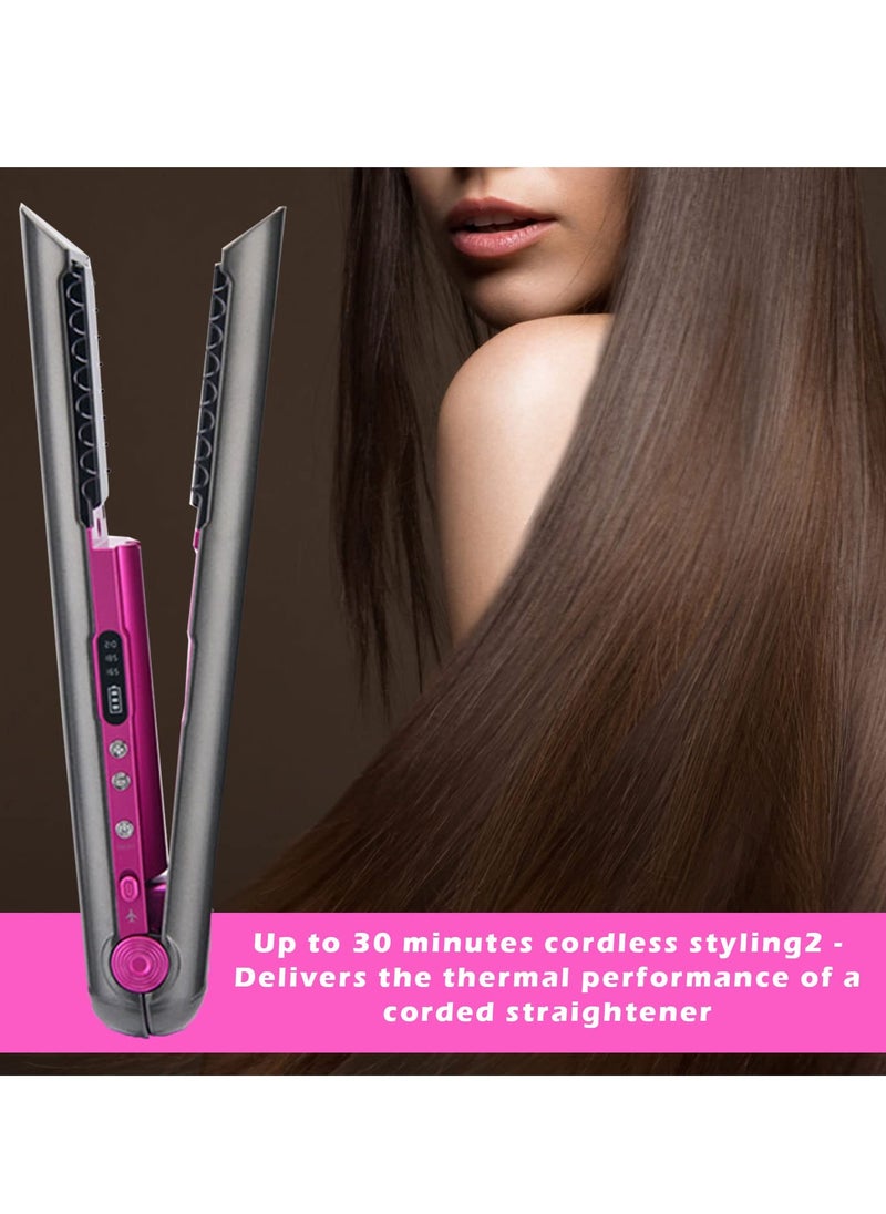 KASTWAVE - 2 in 1 Cordless Hair Straightener and Curler, USB Rechargeable Travel Hair Straightener, Portable Wireless Ceramic Hair Styler with Holder Fast Heat Up 3 Levels Adjustable Temps, 4800mA Battery - Image 1