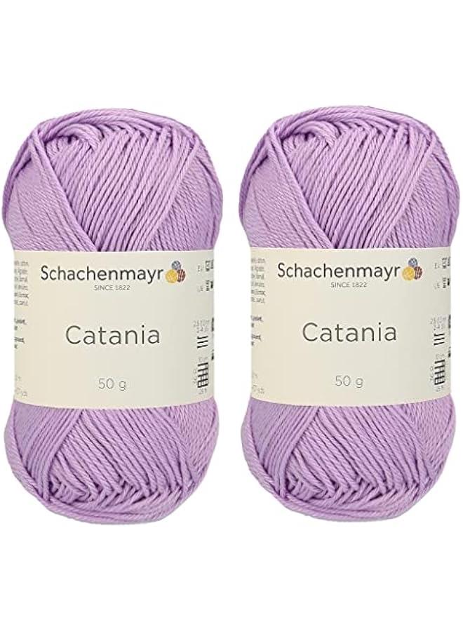 Arabest 【 Set of 2 Skeins 】 Catania Schachenmayr Originals 100% Mercerized Cotton Yarn, Total 3.52 Oz. Each 1.76 Oz (50g) / 136 Yrds (125 m) Amigurumi Yarn Fine-Sport 2 (226 Lilac) - Image 1