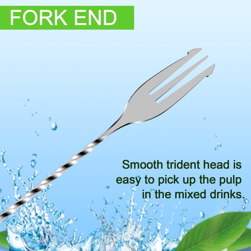 BRIOUT 2 Pcs Bar Spoon, 12 Inches Long Handle Drink Stirrer, Stainless Steel Bar Cocktail Mixing Spoons with Double Ended Design for Stirring, Silver - Image 5