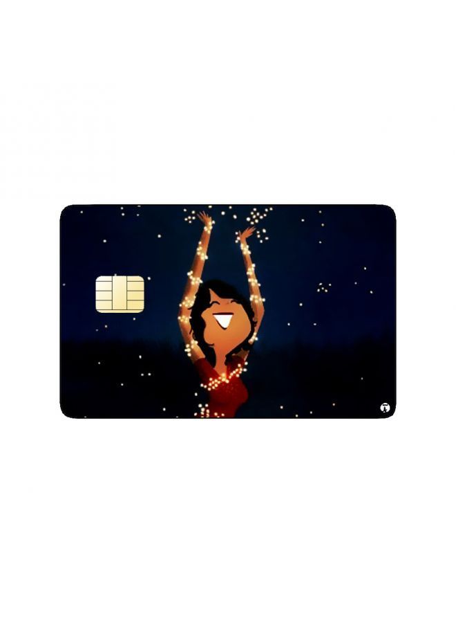 RKN PRINTED BANK CARD STICKER Beautiful Girl Drawing With Starry Sky - Image 1