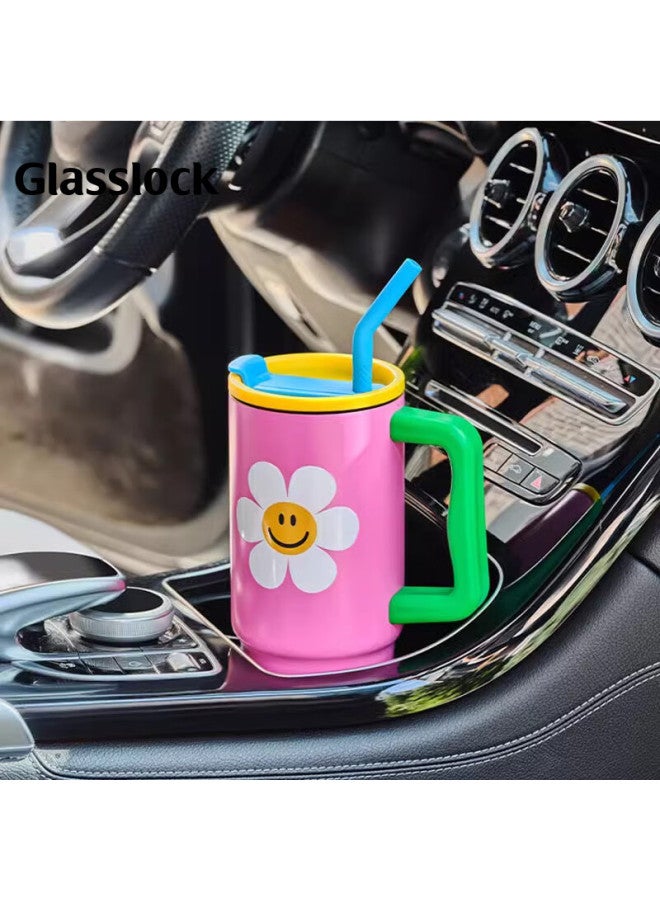Glasslock & Wigglewiggle Co-branded Cartoon Insulated Straw Cup For Men And Women Carrying Insulated Cup 900ml - Image 1
