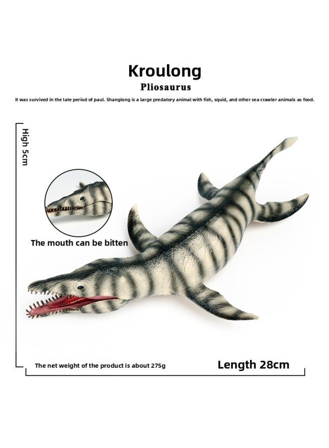 Children's Simulation Marine Animal Dinosaur Model Ornaments Kerou Dragon Sliding Tooth Dragon Canglong Jurassic Dinosaur Toy-Color:Ox-190 Striped Koronosaurus (mouth Movable)  - Image 1