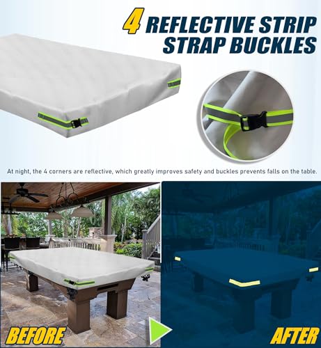 OUTTDID Pool Table Cover 9ft - Billiard Table Cover, 600D Waterproof Covers for Billiard Pool Table, Heavy Duty Scratched-Free UV Protection Snooker Furniture Table Cover - 9 Feet - Image 4