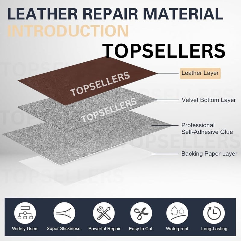 Generic TOPSELLERS PREMIUMBROWN SelfAdhesive Leather Sticker With Super Strong Adhesive For Sofas CarBike Seat Chairs And More High Durability And Fastest Repair Solution For Damage Leather Surface 1  - Image 2