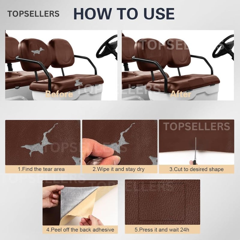Generic TOPSELLERS PREMIUMBROWN SelfAdhesive Leather Sticker With Super Strong Adhesive For Sofas CarBike Seat Chairs And More High Durability And Fastest Repair Solution For Damage Leather Surface 1  - Image 3