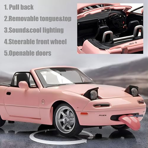 Mzexoma Mazda Miata MX5 Toy Car 1/32 Diecast Model Cars, Car Toys for Kids Age 4-7 Miata Gift for Boys Girls,Pull Back rc Sports car with Lighting & Sound (Pink) - Image 3