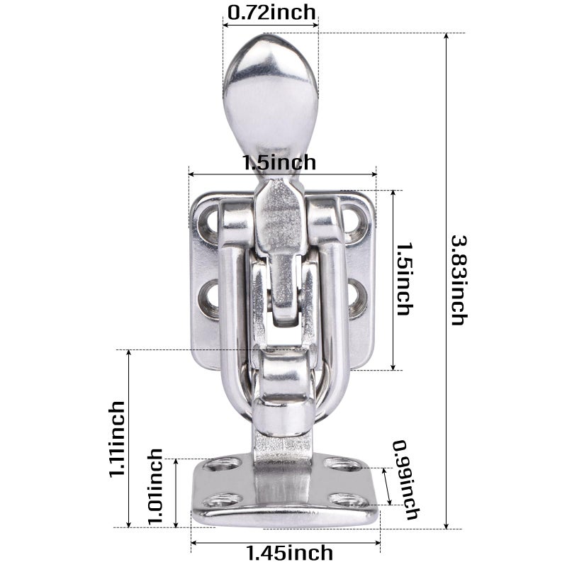 NovelBee 2pcs Stainless Steel Hold Down 90 Degree Clamp Locking Cam Latches,Anti-Rattle Latch Hasp for Boat Marine RV Caravan - Image 2