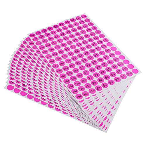 ONUPGO Garage Sale Stickers, 3/4" Round Label Yard Sale Price Stickers Preprinted Removable Pricing Labels, Bright Neon Colors with Blank Label (2240 Pcs) - Image 1
