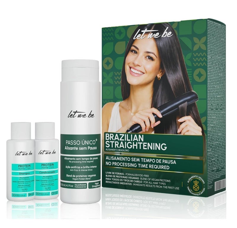 Let Me Be Professional Brazilian Hair Straightening Kit for Home Use | Vegan Keratin Treatment | Fast 20-Minute Smoothing | Frizz Control | Silky, Shiny Hair | Lasts Up to 12 Weeks - (120+35+35)ml - Image 1