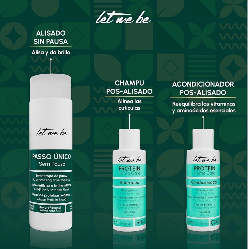 Let Me Be Professional Brazilian Hair Straightening Kit for Home Use | Vegan Keratin Treatment | Fast 20-Minute Smoothing | Frizz Control | Silky, Shiny Hair | Lasts Up to 12 Weeks - (120+35+35)ml - Image 4